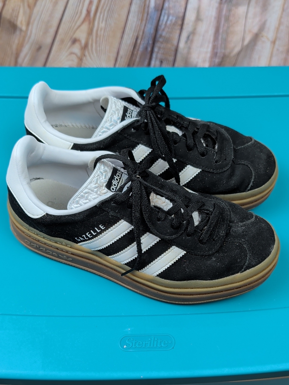 Adidas Gazelle Women's Black & White Suede Sneakers 7